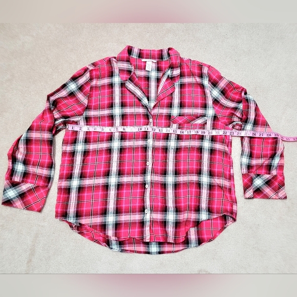 Victorias Secret Sleep Dreamer Shimmer Flannel long sleeve plaid Pajamas size XL - Picture 7 of 11
